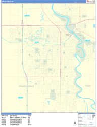 Grand Forks Wall Map Basic Style 2024